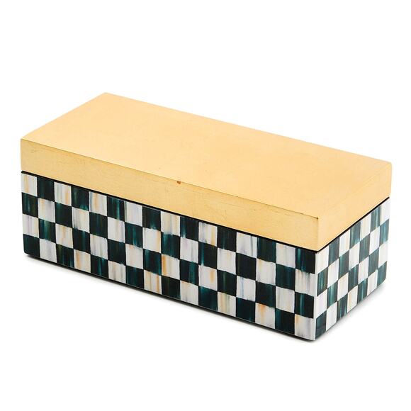 Brand New Mackenzie-Childs Courtly Check Small Lacquer Decorative Box - Picture 1 of 4